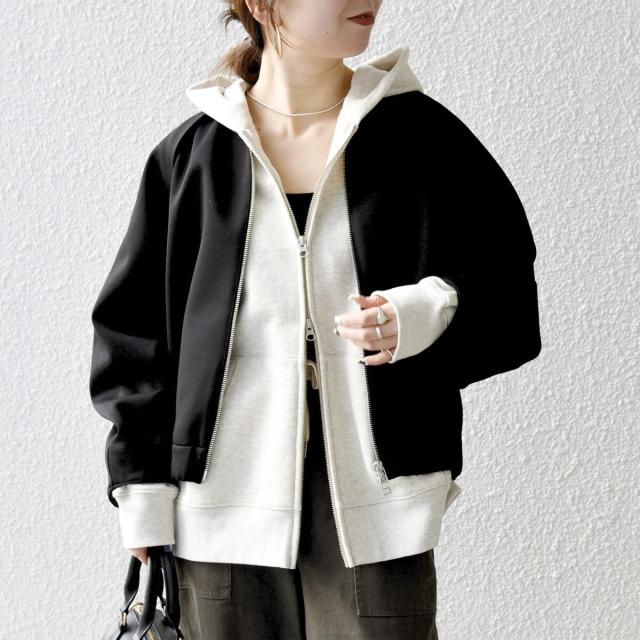 シップス エニィ（SHIPS any）/《予約》SHIPS any:〈洗濯機可能〉ジャージー クルーネック パフ コクーン ブルゾン