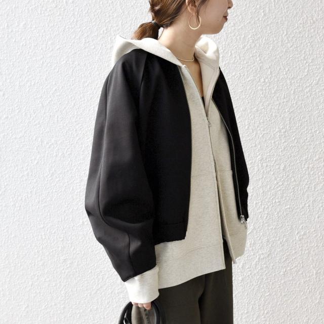 シップス エニィ（SHIPS any）/《予約》SHIPS any:〈洗濯機可能〉ジャージー クルーネック パフ コクーン ブルゾン