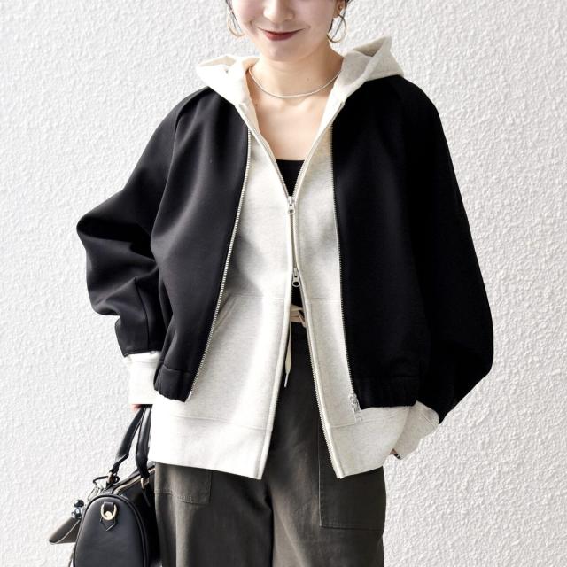 シップス エニィ（SHIPS any）/《予約》SHIPS any:〈洗濯機可能〉ジャージー クルーネック パフ コクーン ブルゾン