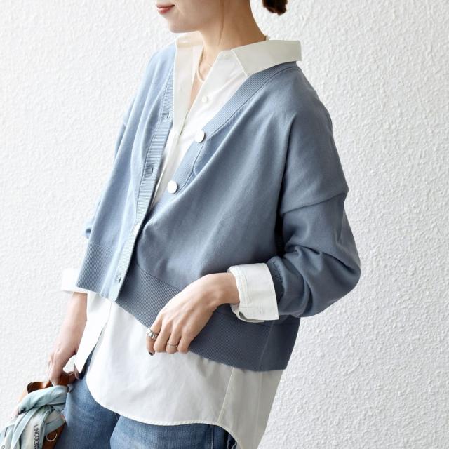 シップス エニィ（SHIPS any）/《予約》SHIPS any:〈手洗い可能〉 Vネック ルーズ ショート ニット カーディガン