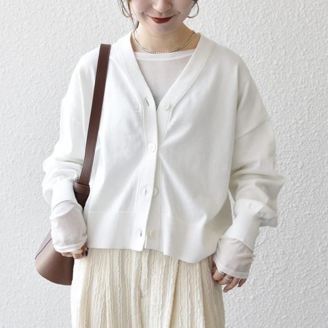 シップス エニィ（SHIPS any）/《予約》SHIPS any:〈手洗い可能〉 Vネック ルーズ ショート ニット カーディガン