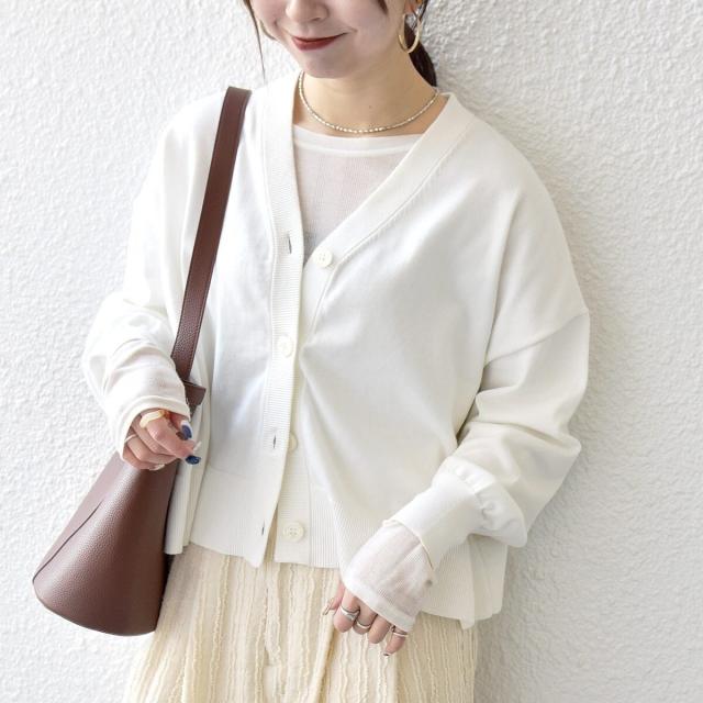 シップス エニィ（SHIPS any）/《予約》SHIPS any:〈手洗い可能〉 Vネック ルーズ ショート ニット カーディガン