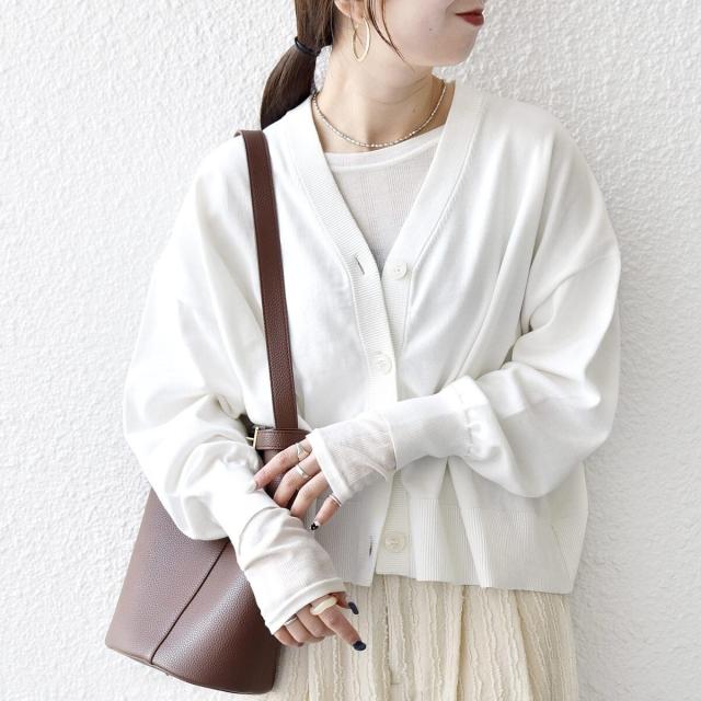 シップス エニィ（SHIPS any）/《予約》SHIPS any:〈手洗い可能〉 Vネック ルーズ ショート ニット カーディガン