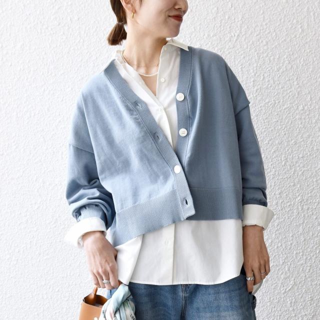 シップス エニィ（SHIPS any）/《予約》SHIPS any:〈手洗い可能〉 Vネック ルーズ ショート ニット カーディガン