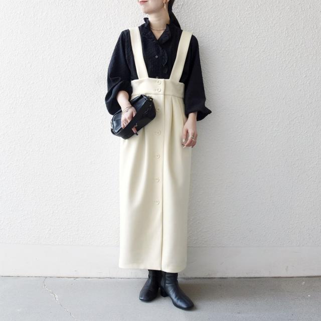 シップス エニィ（SHIPS any）/《予約》SHIPS any:〈洗濯機可能〉ジャージー サスペンダー ハイウエスト Iライン スカート