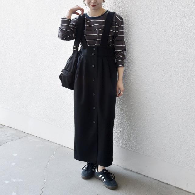 シップス エニィ（SHIPS any）/《予約》SHIPS any:〈洗濯機可能〉ジャージー サスペンダー ハイウエスト Iライン スカート