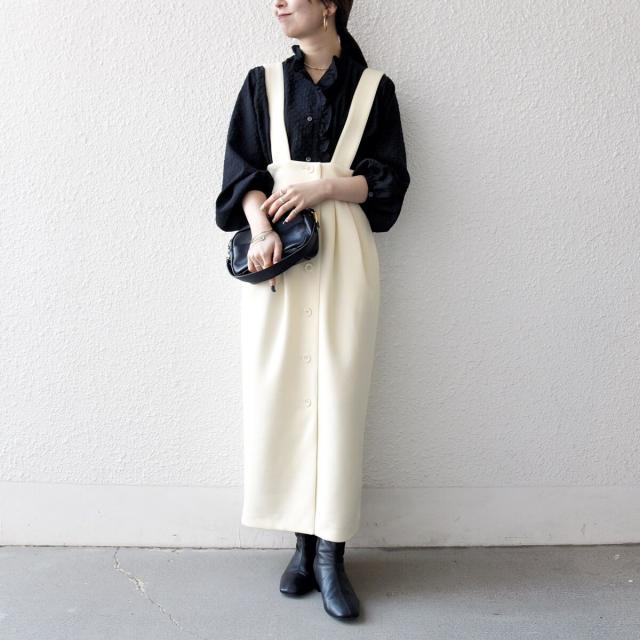 シップス エニィ（SHIPS any）/《予約》SHIPS any:〈洗濯機可能〉ジャージー サスペンダー ハイウエスト Iライン スカート