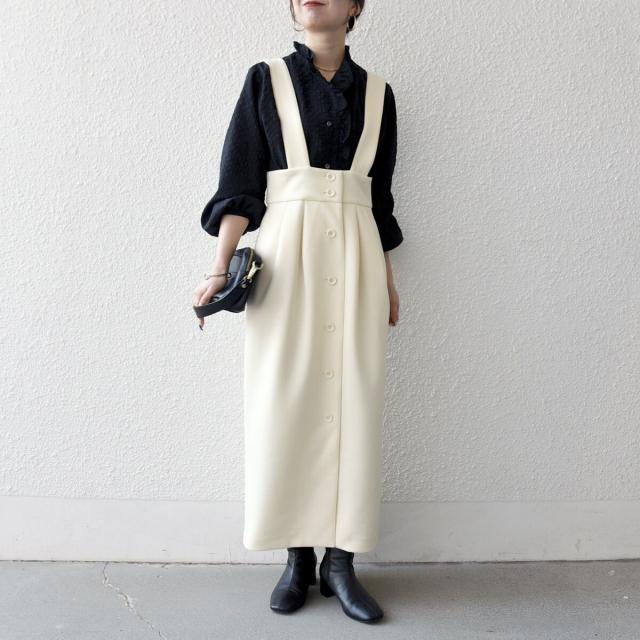 シップス エニィ（SHIPS any）/《予約》SHIPS any:〈洗濯機可能〉ジャージー サスペンダー ハイウエスト Iライン スカート