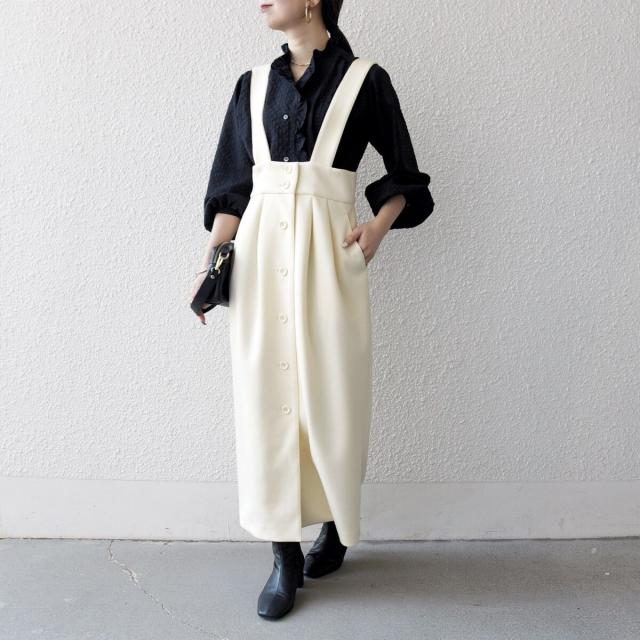 シップス エニィ（SHIPS any）/《予約》SHIPS any:〈洗濯機可能〉ジャージー サスペンダー ハイウエスト Iライン スカート