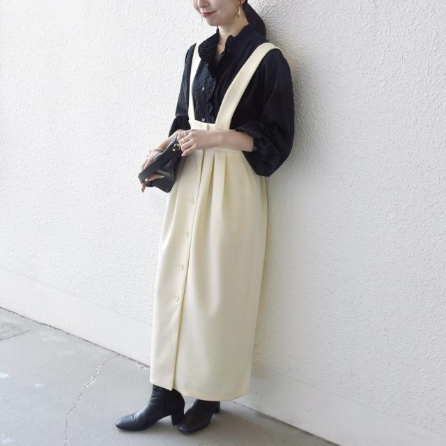 シップス エニィ（SHIPS any）/《予約》SHIPS any:〈洗濯機可能〉ジャージー サスペンダー ハイウエスト Iライン スカート