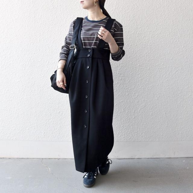 シップス エニィ（SHIPS any）/《予約》SHIPS any:〈洗濯機可能〉ジャージー サスペンダー ハイウエスト Iライン スカート