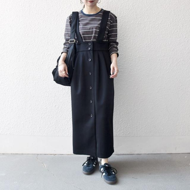 シップス エニィ（SHIPS any）/《予約》SHIPS any:〈洗濯機可能〉ジャージー サスペンダー ハイウエスト Iライン スカート