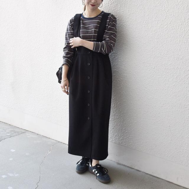 シップス エニィ（SHIPS any）/《予約》SHIPS any:〈洗濯機可能〉ジャージー サスペンダー ハイウエスト Iライン スカート