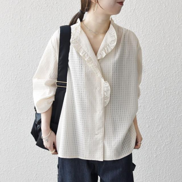 シップス エニィ（SHIPS any）/《予約》SHIPS any:〈洗濯機可能〉2WAY シアー フリル ブラウス