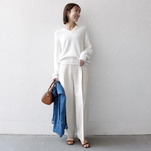 シップス エニィ（SHIPS any）/《予約》SHIPS any: ダブルクロス タック ストレート パンツ［NAVY BLUE］