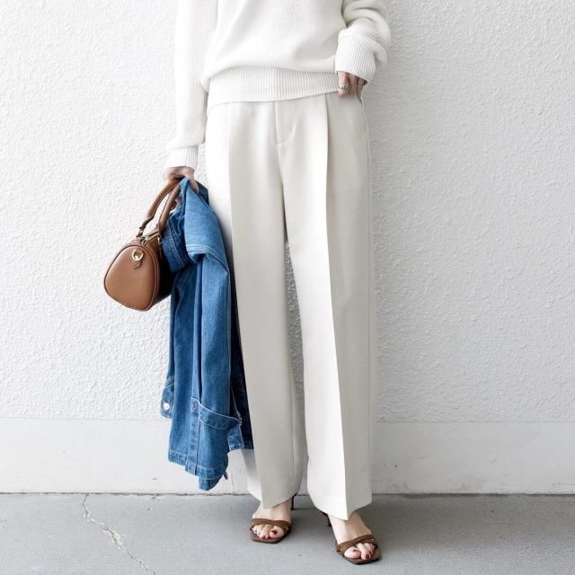 シップス エニィ（SHIPS any）/《予約》SHIPS any: ダブルクロス タック ストレート パンツ［NAVY BLUE］