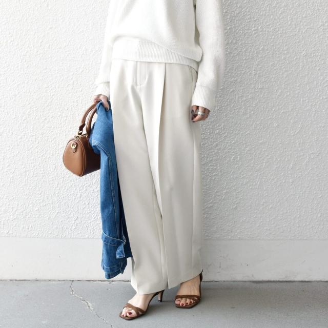 シップス エニィ（SHIPS any）/《予約》SHIPS any: ダブルクロス タック ストレート パンツ［NAVY BLUE］