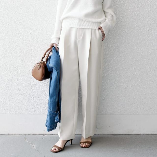 シップス エニィ（SHIPS any）/《予約》SHIPS any: ダブルクロス タック ストレート パンツ［NAVY BLUE］