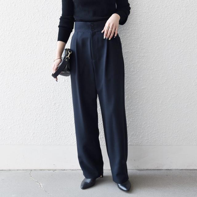 シップス エニィ（SHIPS any）/《予約》SHIPS any: ダブルクロス タック ストレート パンツ［NAVY BLUE］