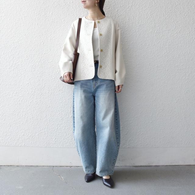 シップス エニィ（SHIPS any）/《予約》SHIPS any: ダブルクロス レース ノーカラー ジャケット［NAVY BLUE］