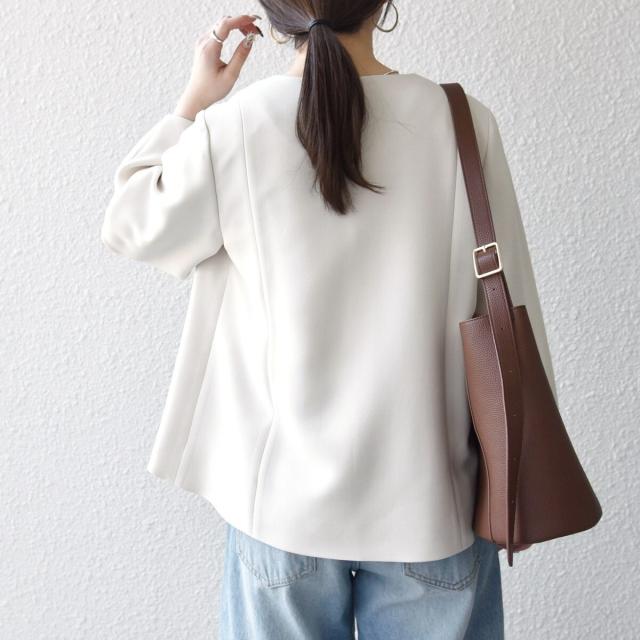 シップス エニィ（SHIPS any）/《予約》SHIPS any: ダブルクロス レース ノーカラー ジャケット［NAVY BLUE］