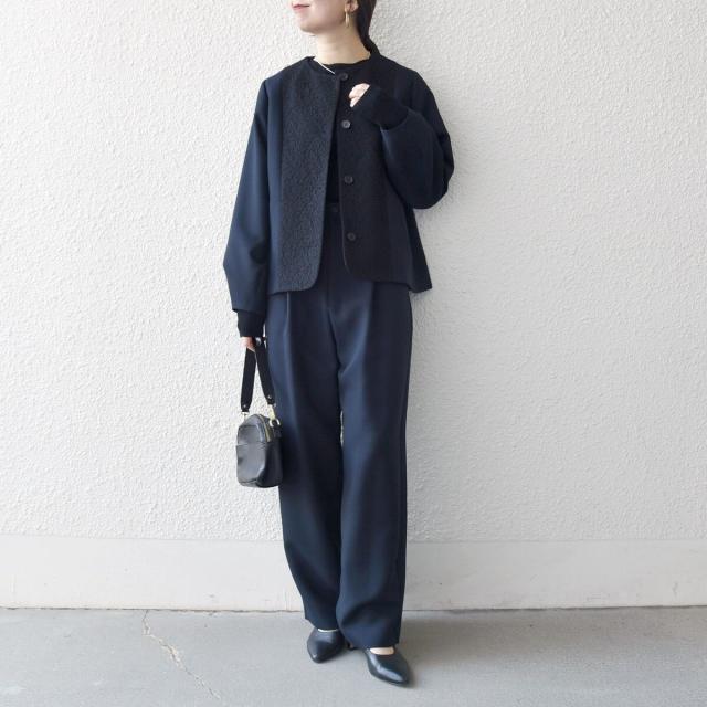 シップス エニィ（SHIPS any）/《予約》SHIPS any: ダブルクロス レース ノーカラー ジャケット［NAVY BLUE］