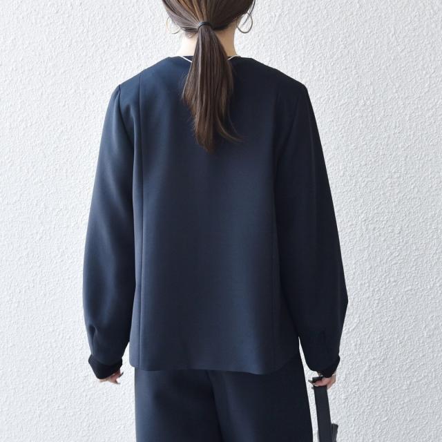 シップス エニィ（SHIPS any）/《予約》SHIPS any: ダブルクロス レース ノーカラー ジャケット［NAVY BLUE］