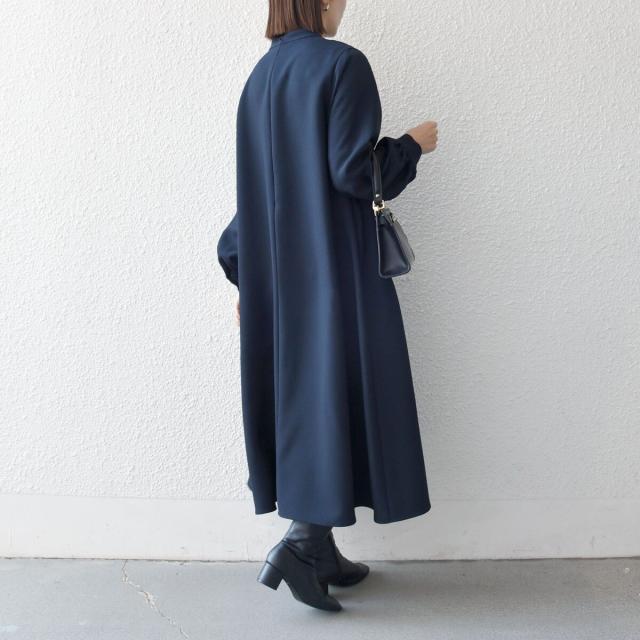 シップス エニィ（SHIPS any）/《予約》SHIPS any: ダブルクロス フリル パフスリーブ ワンピース［NAVY BLUE］