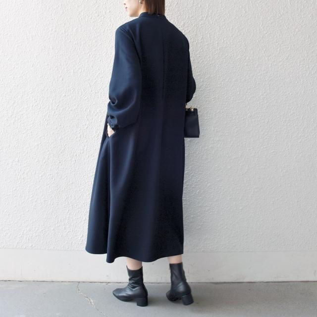 シップス エニィ（SHIPS any）/《予約》SHIPS any: ダブルクロス フリル パフスリーブ ワンピース［NAVY BLUE］
