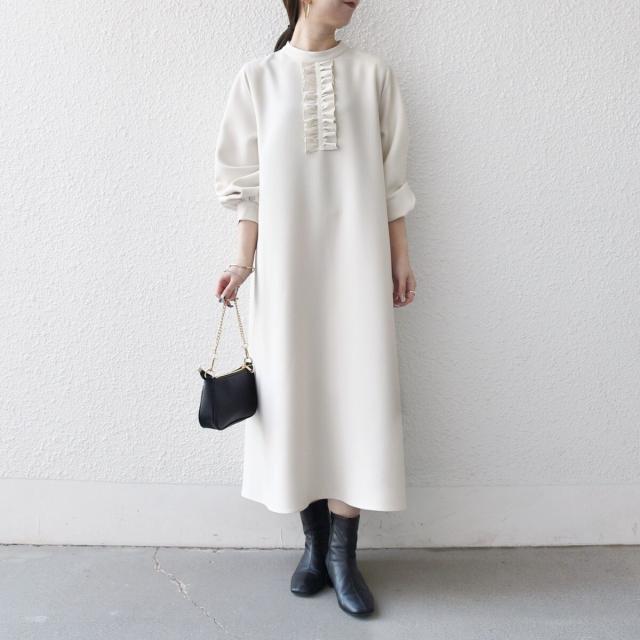 シップス エニィ（SHIPS any）/《予約》SHIPS any: ダブルクロス フリル パフスリーブ ワンピース［NAVY BLUE］