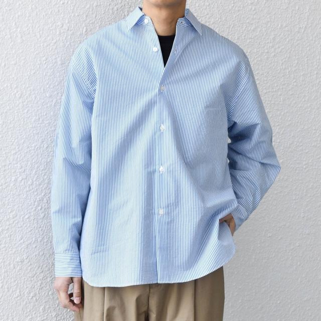 シップス エニィ（SHIPS any）/SHIPS any: JAPAN MADE ブルー ストライプ/ソリッド レギュラーカラー シャツ◇_2