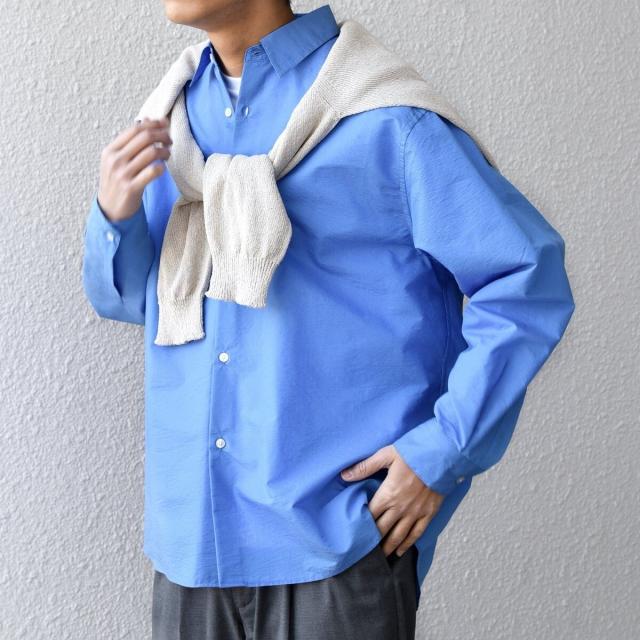 シップス エニィ（SHIPS any）/SHIPS any: JAPAN MADE ブルー ストライプ/ソリッド レギュラーカラー シャツ◇