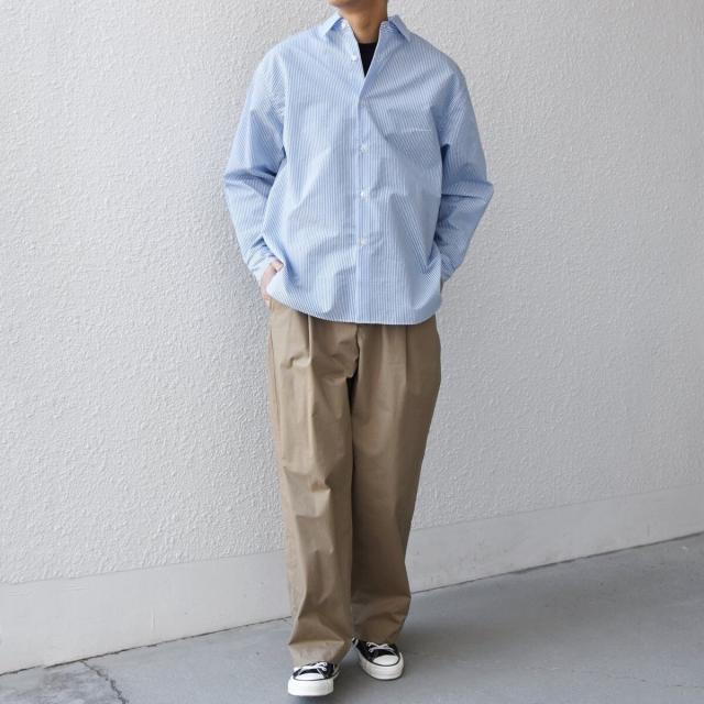 シップス エニィ（SHIPS any）/SHIPS any: JAPAN MADE ブルー ストライプ/ソリッド レギュラーカラー シャツ◇_8
