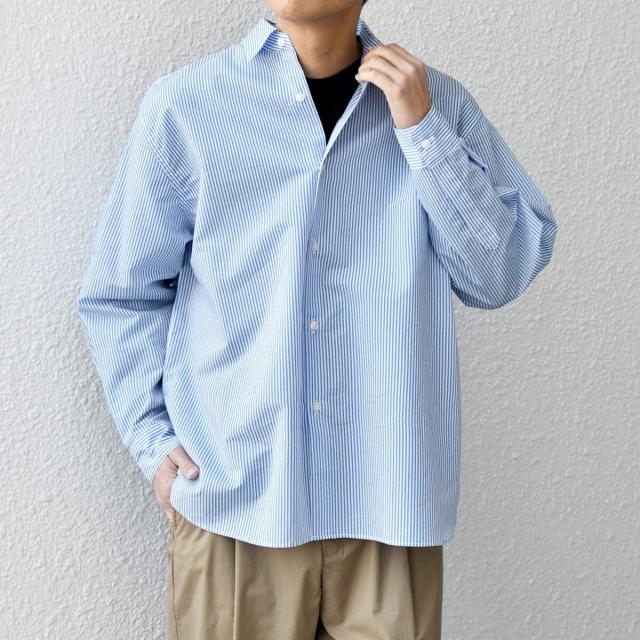 シップス エニィ（SHIPS any）/SHIPS any: JAPAN MADE ブルー ストライプ/ソリッド レギュラーカラー シャツ◇_10