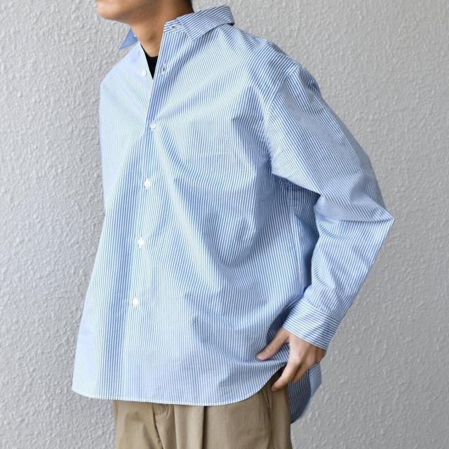シップス エニィ（SHIPS any）/SHIPS any: JAPAN MADE ブルー ストライプ/ソリッド レギュラーカラー シャツ◇_11