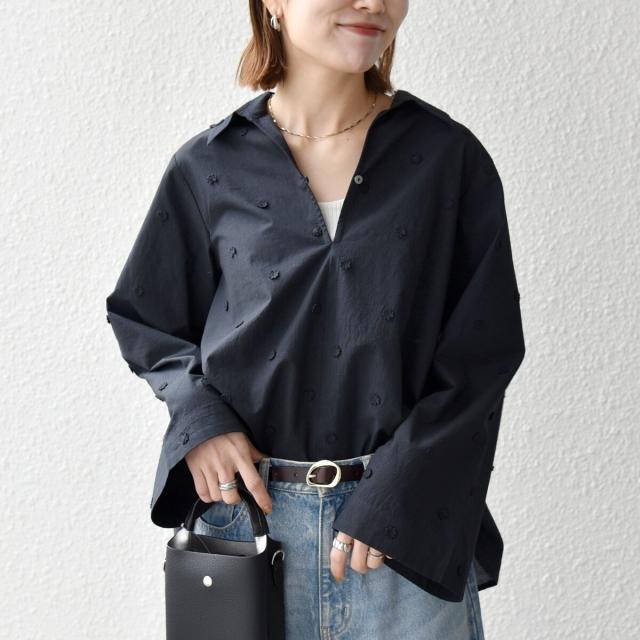 シップス エニィ（SHIPS any）/SHIPS any:〈洗濯機可能〉フラワー モチーフ Aライン スキッパー シャツ ブラウス_12