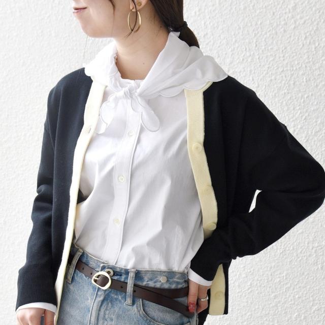 シップス エニィ（SHIPS any）/SHIPS any:〈洗濯機可能〉スカラップ スカーフ付 バンドカラー シャツ