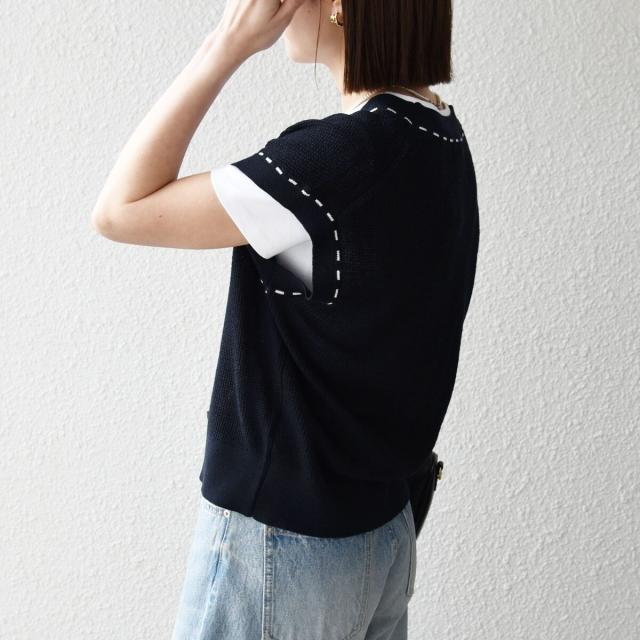 シップス エニィ（SHIPS any）/SHIPS any:〈手洗い可能〉リネン ミックス ステッチ 編み Vネック ニット ベスト_15