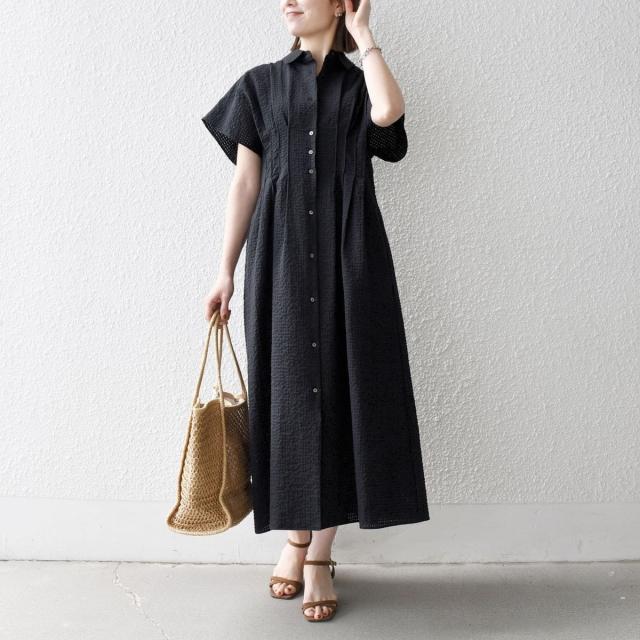 シップス エニィ（SHIPS any）/《一部追加予約》SHIPS any:〈手洗い可能〉サッカー ウエストシェイプ シャツ ワンピース