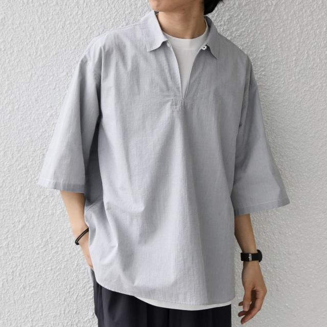 シップス エニィ（SHIPS any）/SHIPS any:〈洗濯機可能〉ボイル スキッパー ハーフスリーブ プルオーバー シャツ◆_1