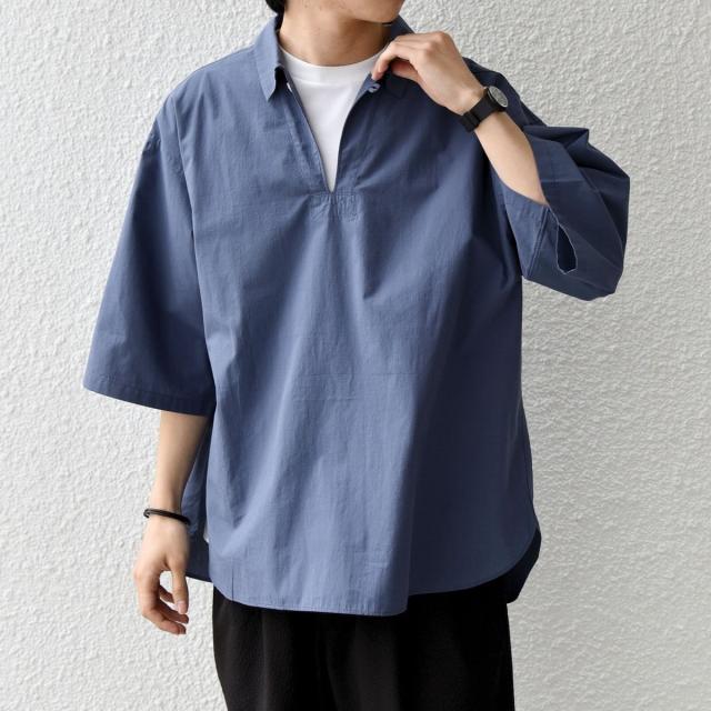 シップス エニィ（SHIPS any）/SHIPS any:〈洗濯機可能〉ボイル スキッパー ハーフスリーブ プルオーバー シャツ◆_3
