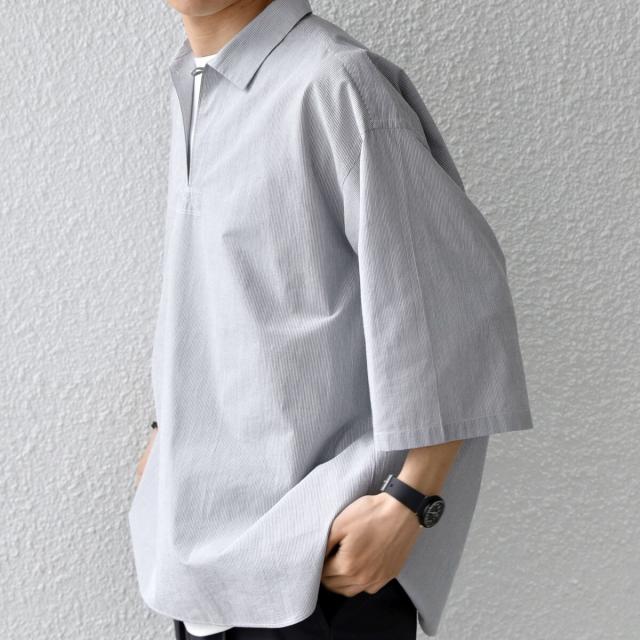 シップス エニィ（SHIPS any）/SHIPS any:〈洗濯機可能〉ボイル スキッパー ハーフスリーブ プルオーバー シャツ◆_7