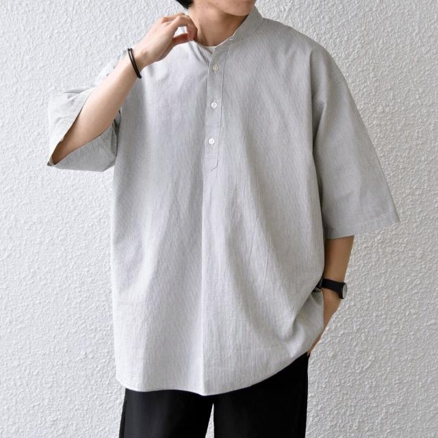 シップス エニィ（SHIPS any）/SHIPS any:〈洗濯機可能〉コットン/リネン ストライプ バンド スキッパー ハーフスリーブ_12