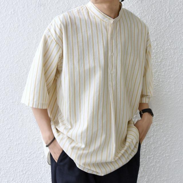 シップス エニィ（SHIPS any）/SHIPS any:〈洗濯機可能〉コットン/リネン ストライプ バンド スキッパー ハーフスリーブ_18