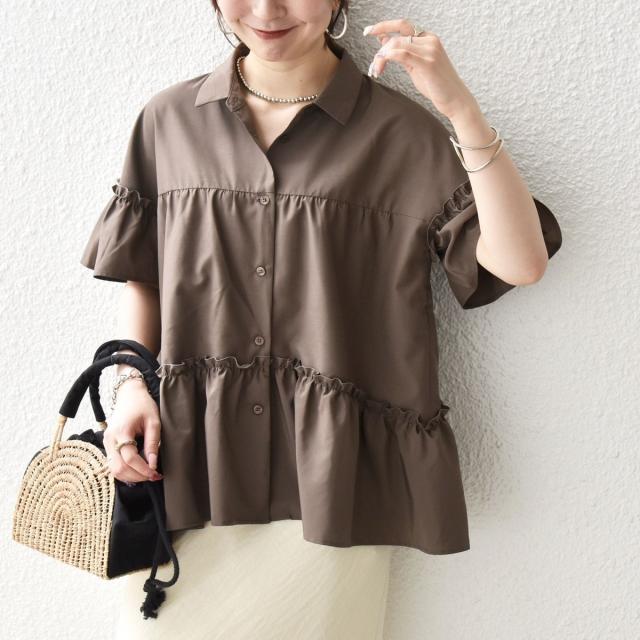 シップス エニィ（SHIPS any）/SHIPS any:〈防しわ/接触冷感/洗濯機可能〉ファンクション ティアード シャツ ブラウス