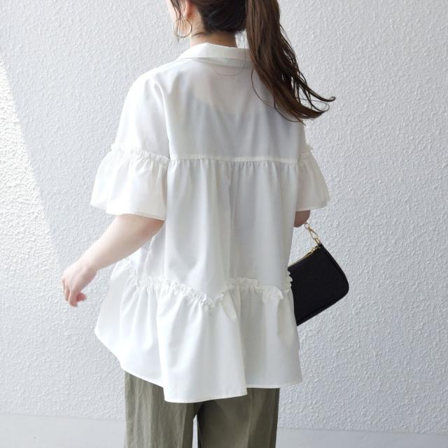シップス エニィ（SHIPS any）/SHIPS any:〈防しわ/接触冷感/洗濯機可能〉ファンクション ティアード シャツ ブラウス_8