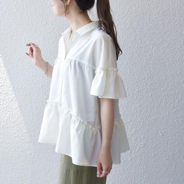 シップス エニィ（SHIPS any）/SHIPS any:〈防しわ/接触冷感/洗濯機可能〉ファンクション ティアード シャツ ブラウス_9