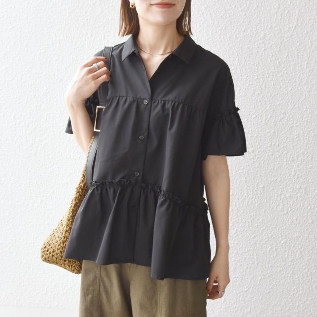 シップス エニィ（SHIPS any）/SHIPS any:〈防しわ/接触冷感/洗濯機可能〉ファンクション ティアード シャツ ブラウス_16
