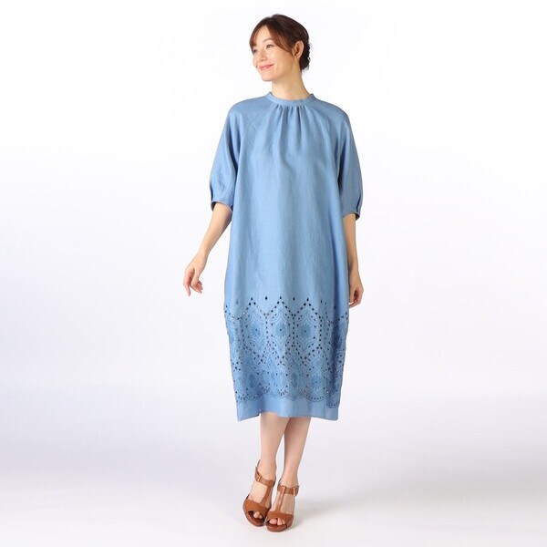 スキャパ/リネンエンブロイダリーワンピース スキャパ/リネンエンブロイダリーワンピース ワンピース