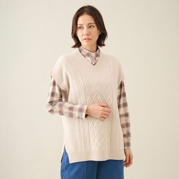 スキャパ（SCAPA）/【WEB限定】ウールケーブルニットベスト